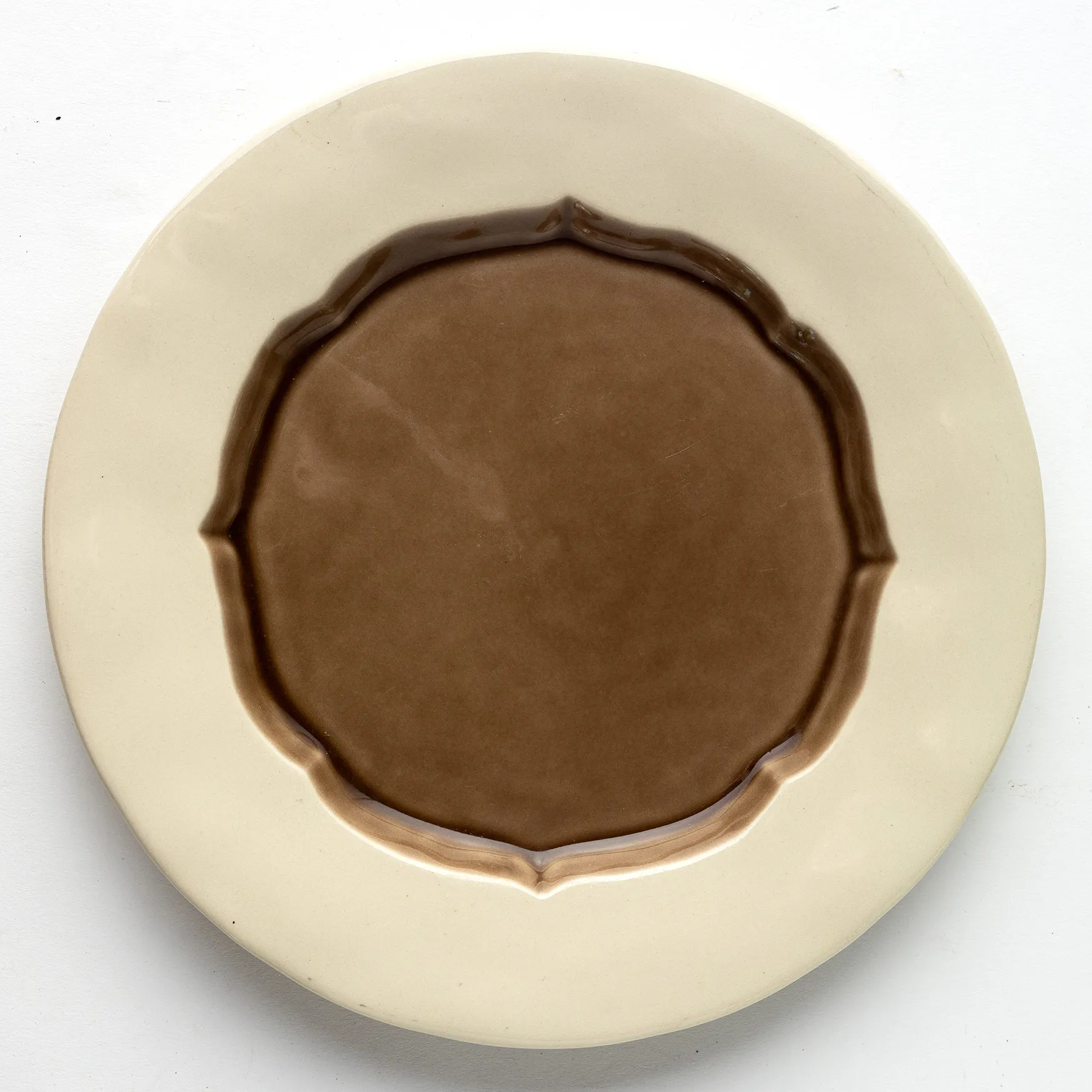 Cream Dinner plate with Brown Moroccan Inlay			
