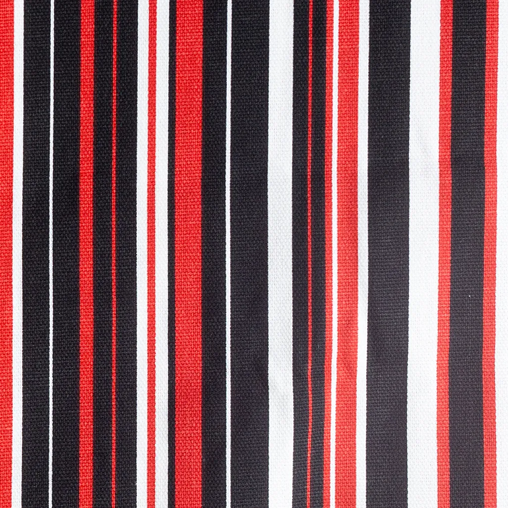 Vintage Black, White, Red Striped Fabric - 3" x 3.5"