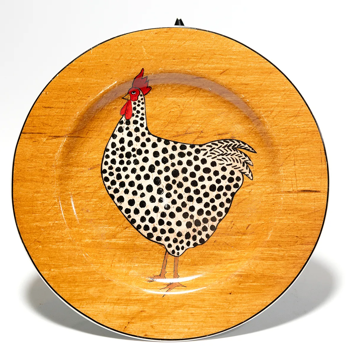 Brandon House Salad Plate  WARREN KIMBLE Roosterwith black polka dots 8" yellow  - 