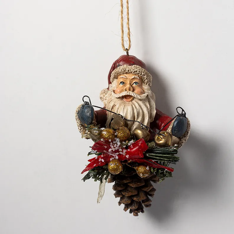 Santa Pinecone Christmas Tree Ornament