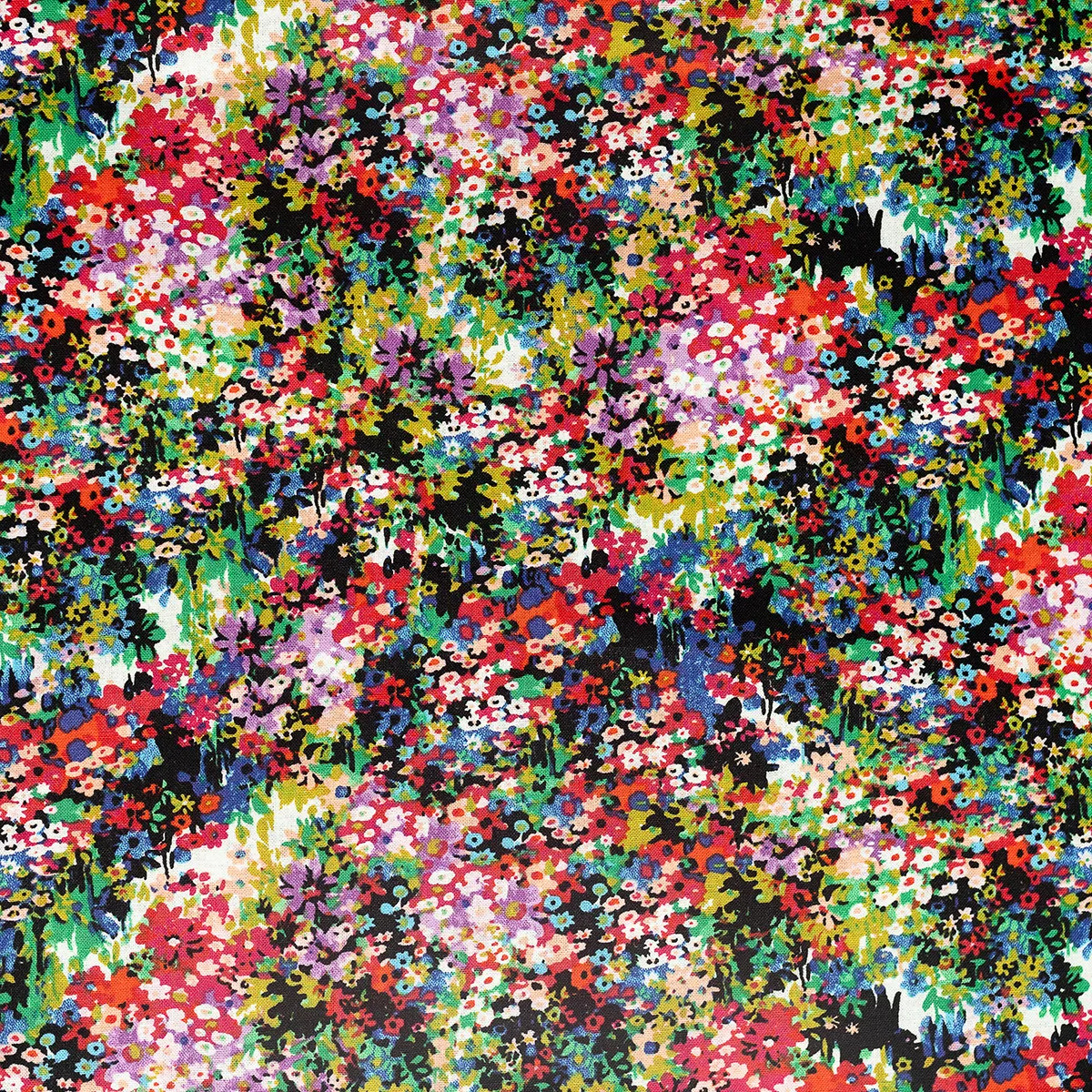 Tiny Abstract flowers rich cool colored fabric - 32" x 46" 