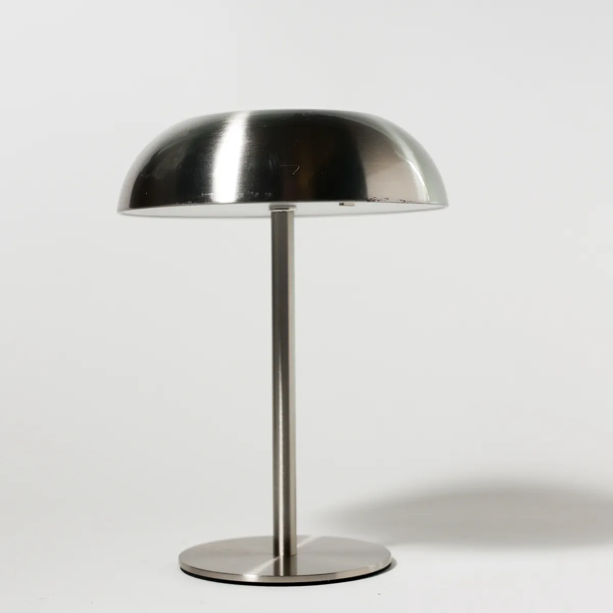 Mid-Century Modern Brushed Steel Mushroom Table Lamp