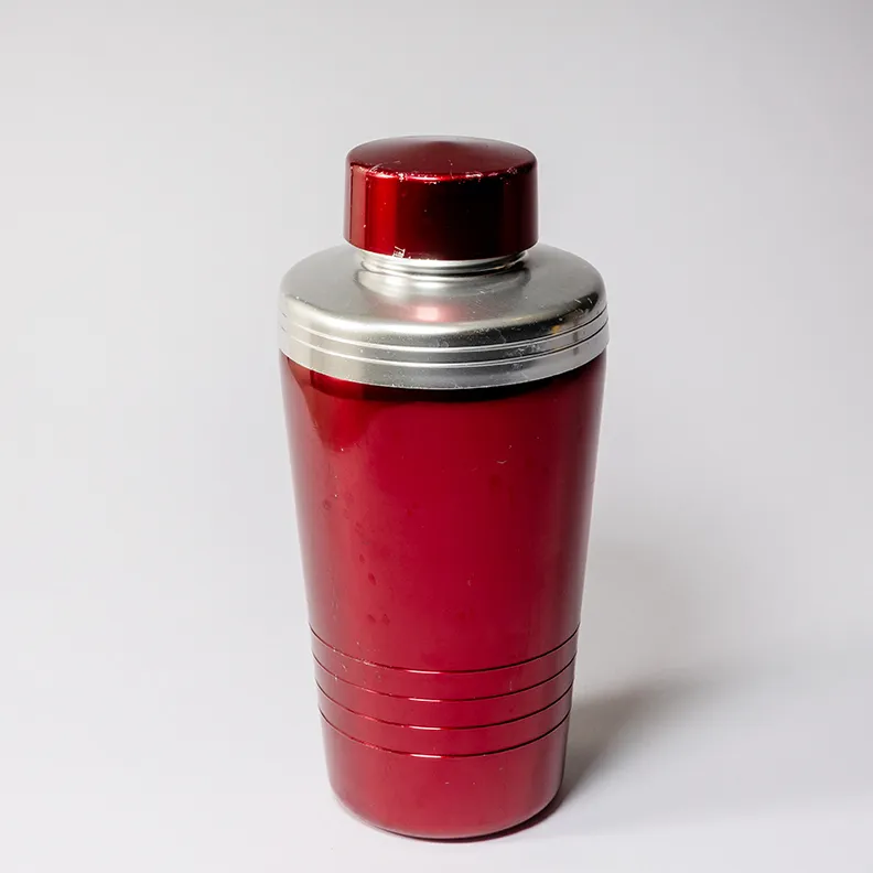 Vintage Mirro Red Shiny Wide Cocktail Shaker - 