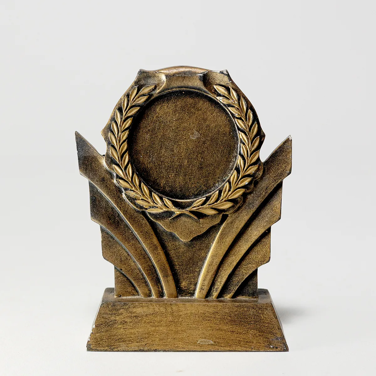 Bronze Antique Gold Resin Heavy Trophy with Olive Branch Wreath