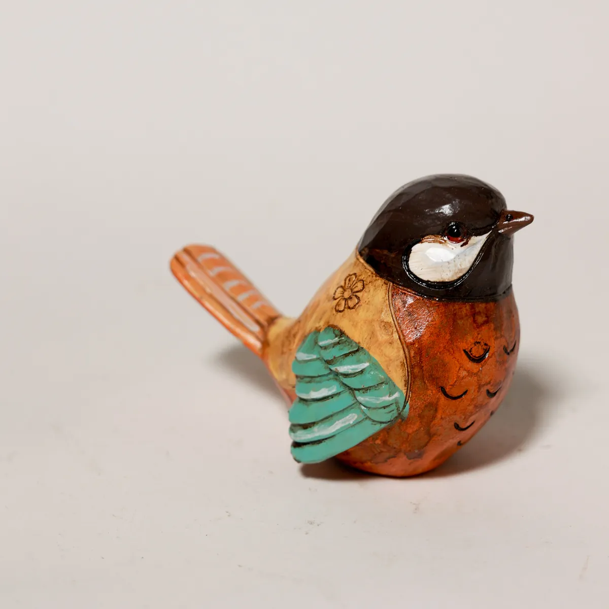 Hand-Painted Ceramic Folk Art Bird Figurine
