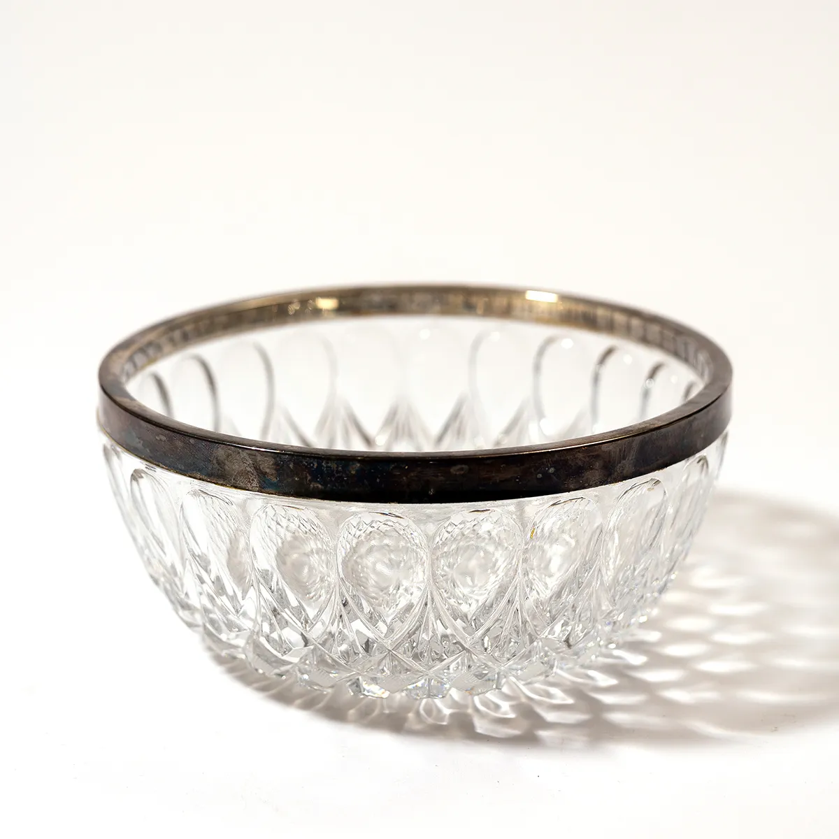 West German cut lead crystal glass silver plates rim - 8.5" 3.75"