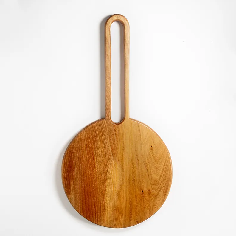 Unique Round Cuttingboard with long cylinder handle - 10.5" x 10.5"