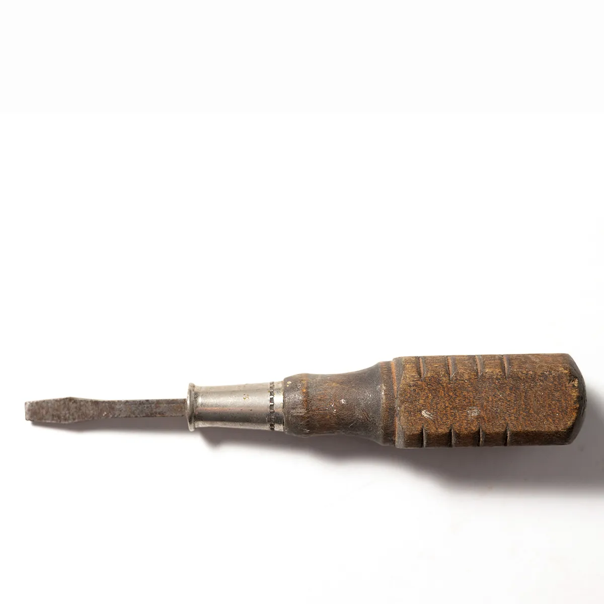 Vintage Tool Short Screwdriver with Used Wooden Handle