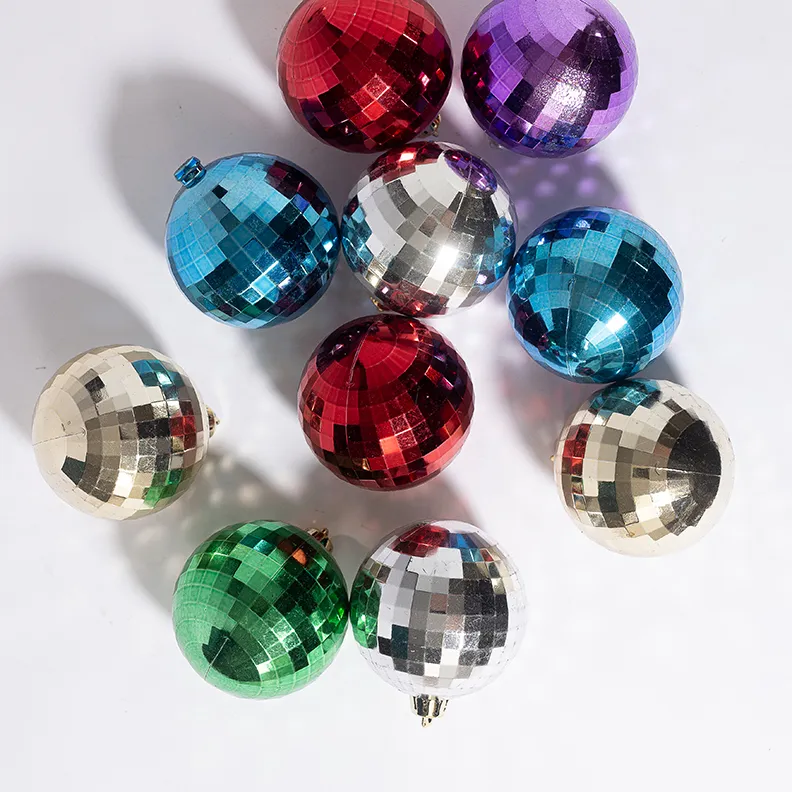 Bag of 9 Disco Ball Shaped Colorful Plastic Christmas Ornaments - 