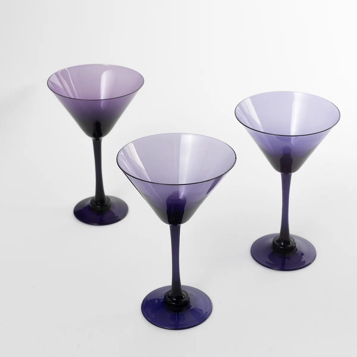 Retro Jewel Toned Deep Aubergine Purple Martini Glass - 7.5" x 5.75"