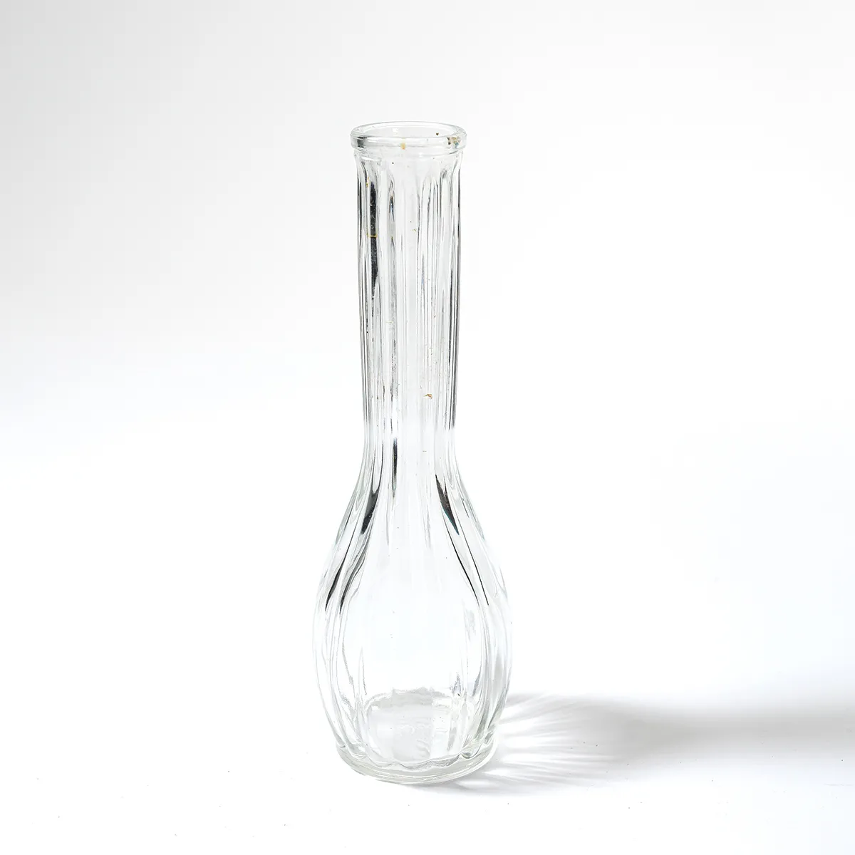 Vintage Tall Slender Hoosier Ribbed Clear Bud Vase - 9" x 3"