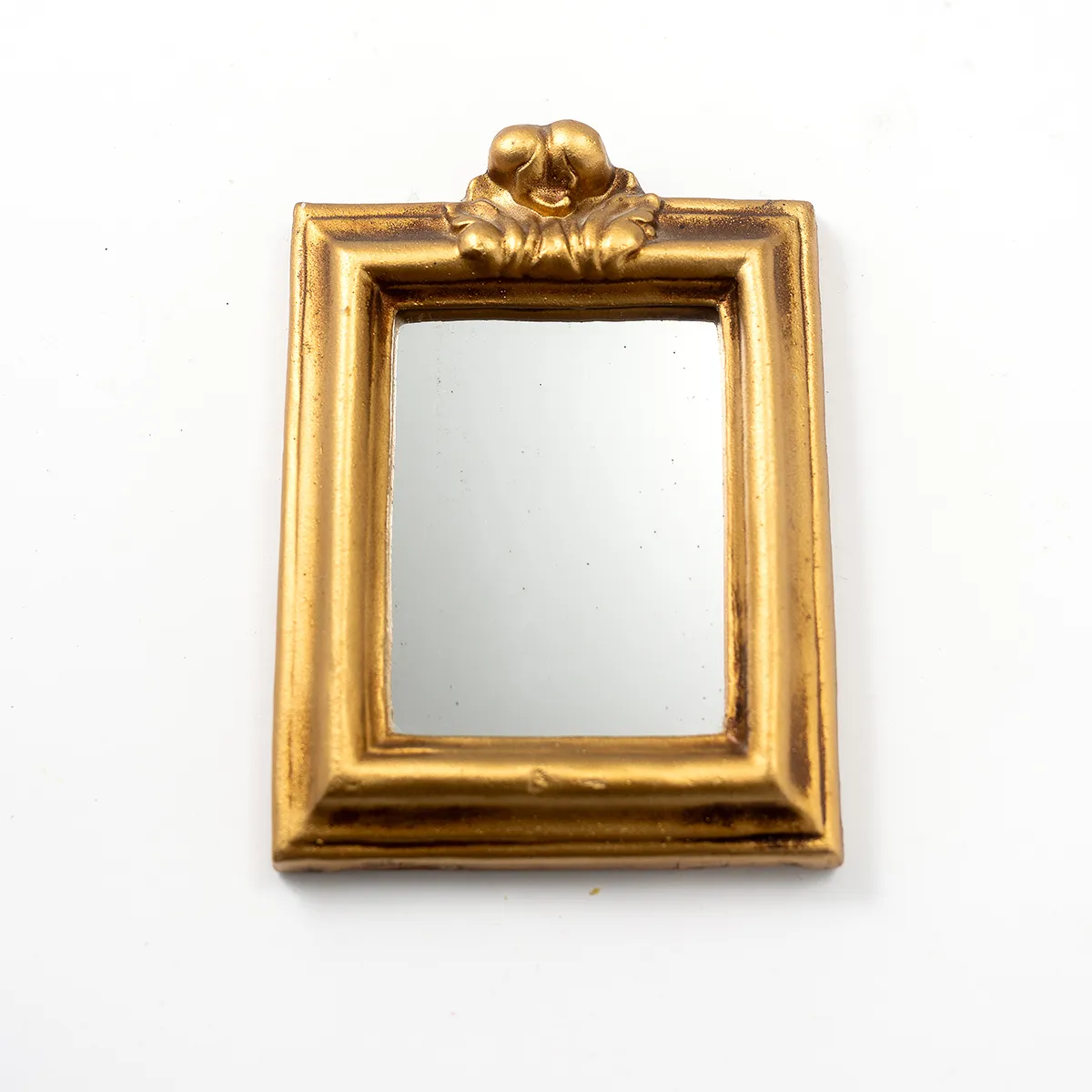 Vintage Italian Borghese knock off Ornate small rectangle wall mirror - 7.75" x 5.75"