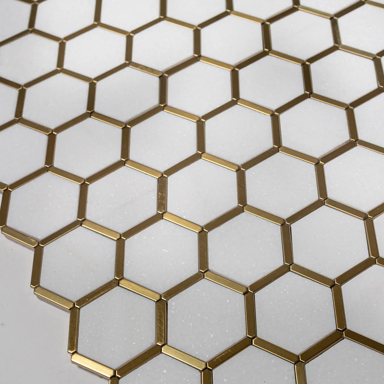 Set of 4 -Surface Honeycomb Gold and White Tiles - All 4 together makes 2' x 2'
