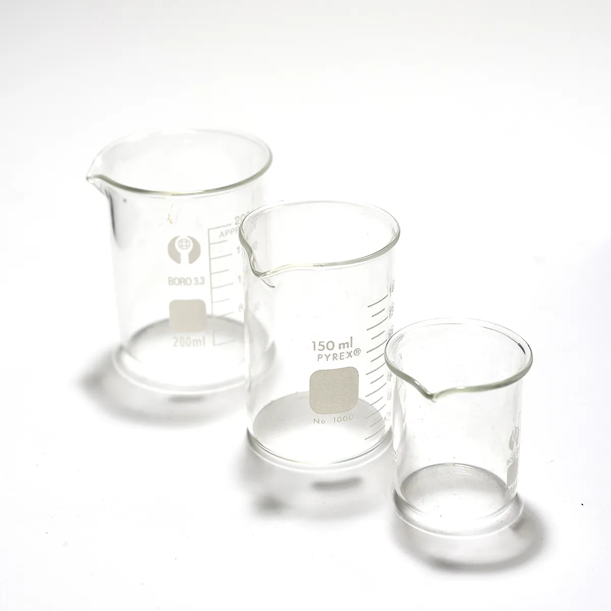 Set of 3 Lab Glass, Chemistry, Medicine, beakers - 