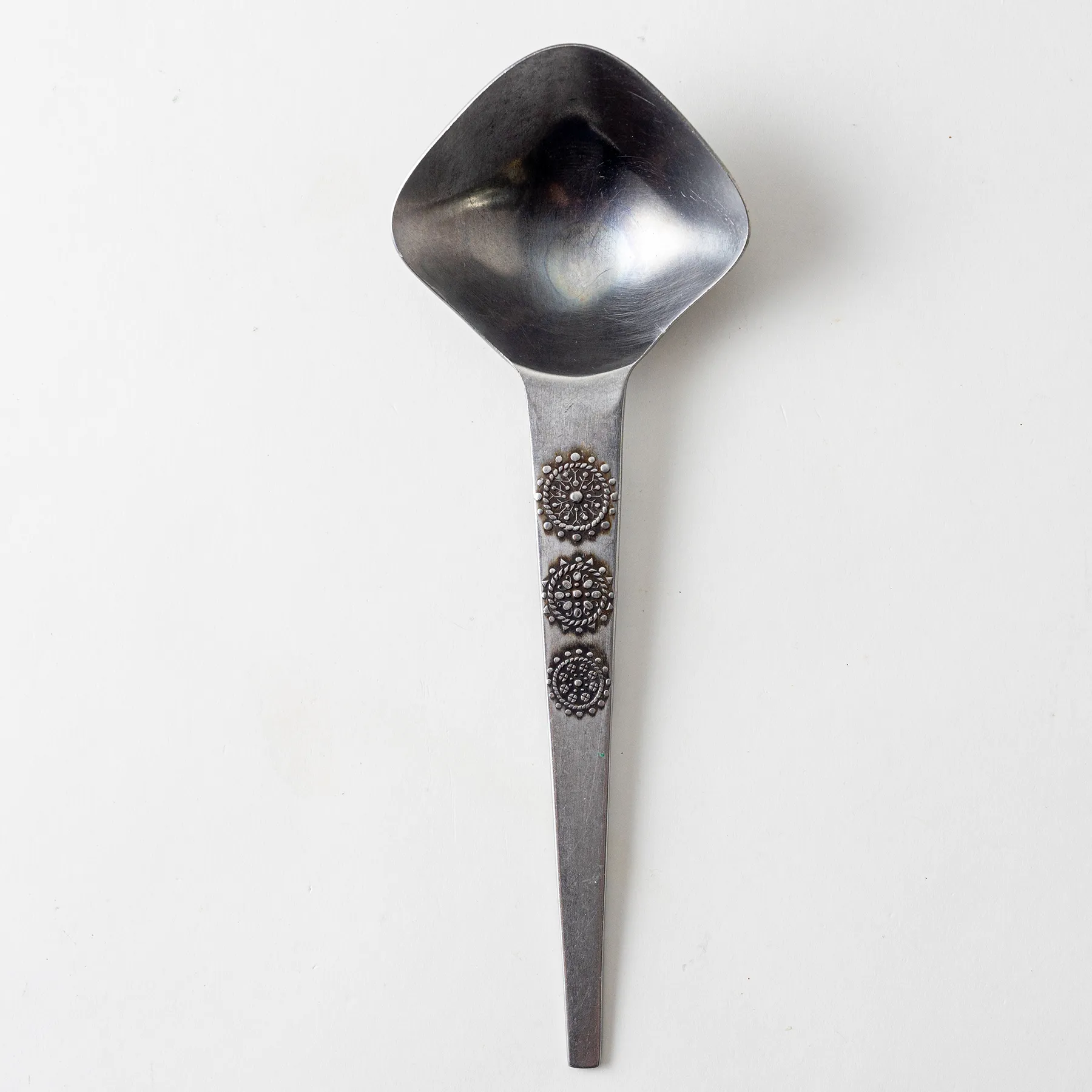 Vintage Square Sauce Spoon with flower design details - 8" x 2.75"