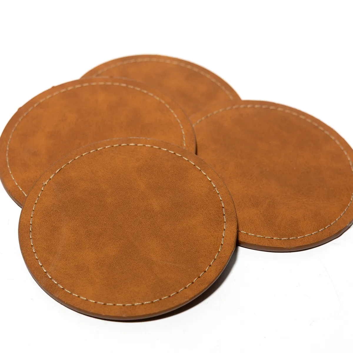 Faux Leather Coasters - Threshold™: Brown Polyethylene Cup & Table Drink Coasters