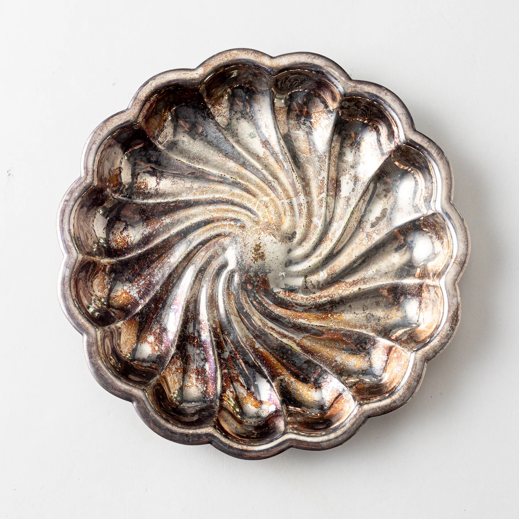 Small Silverplate Dish with a Spiral Design - 6.5"