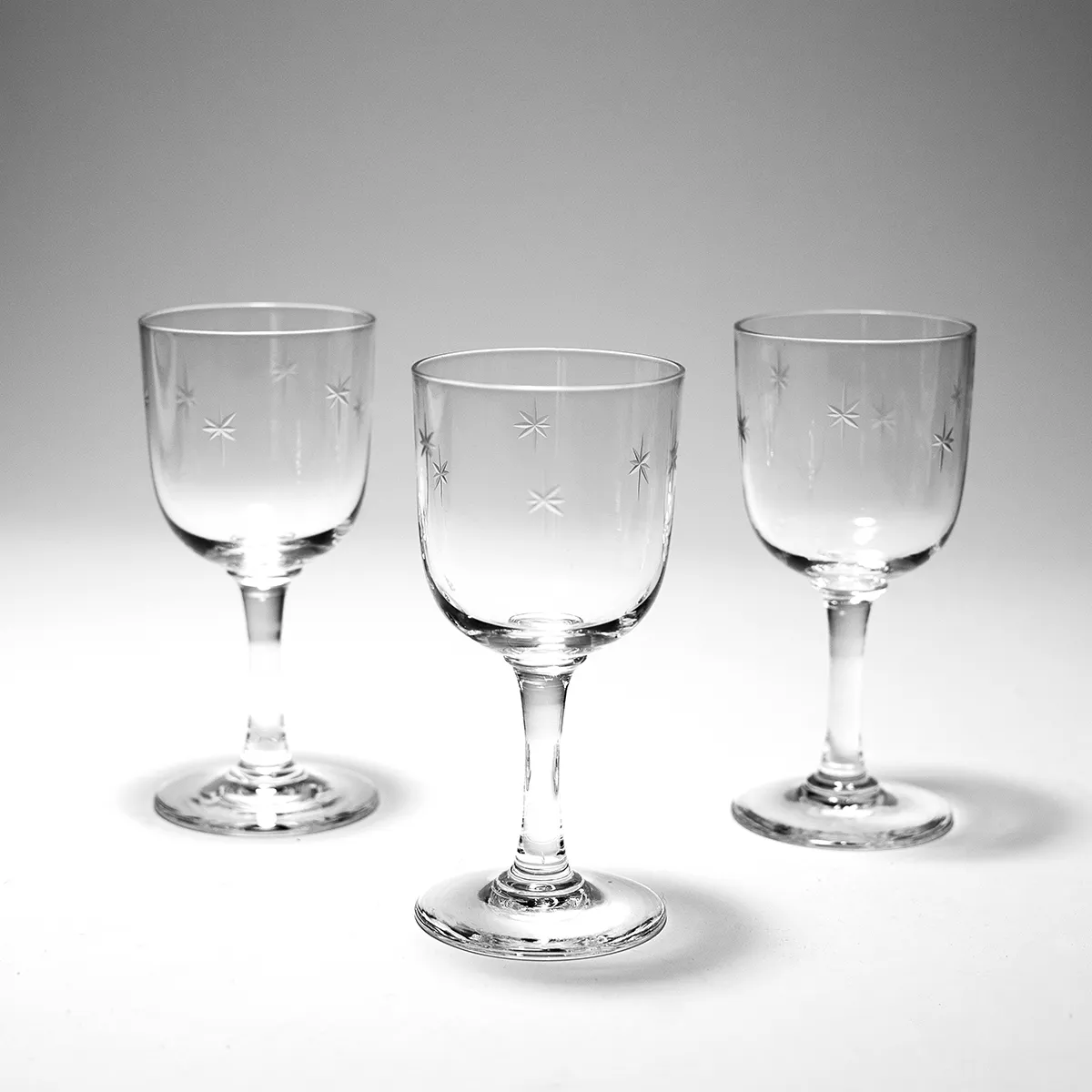 Star Dust Quartzex Crystal Cordial Glass Small Clear Glass with etched stars