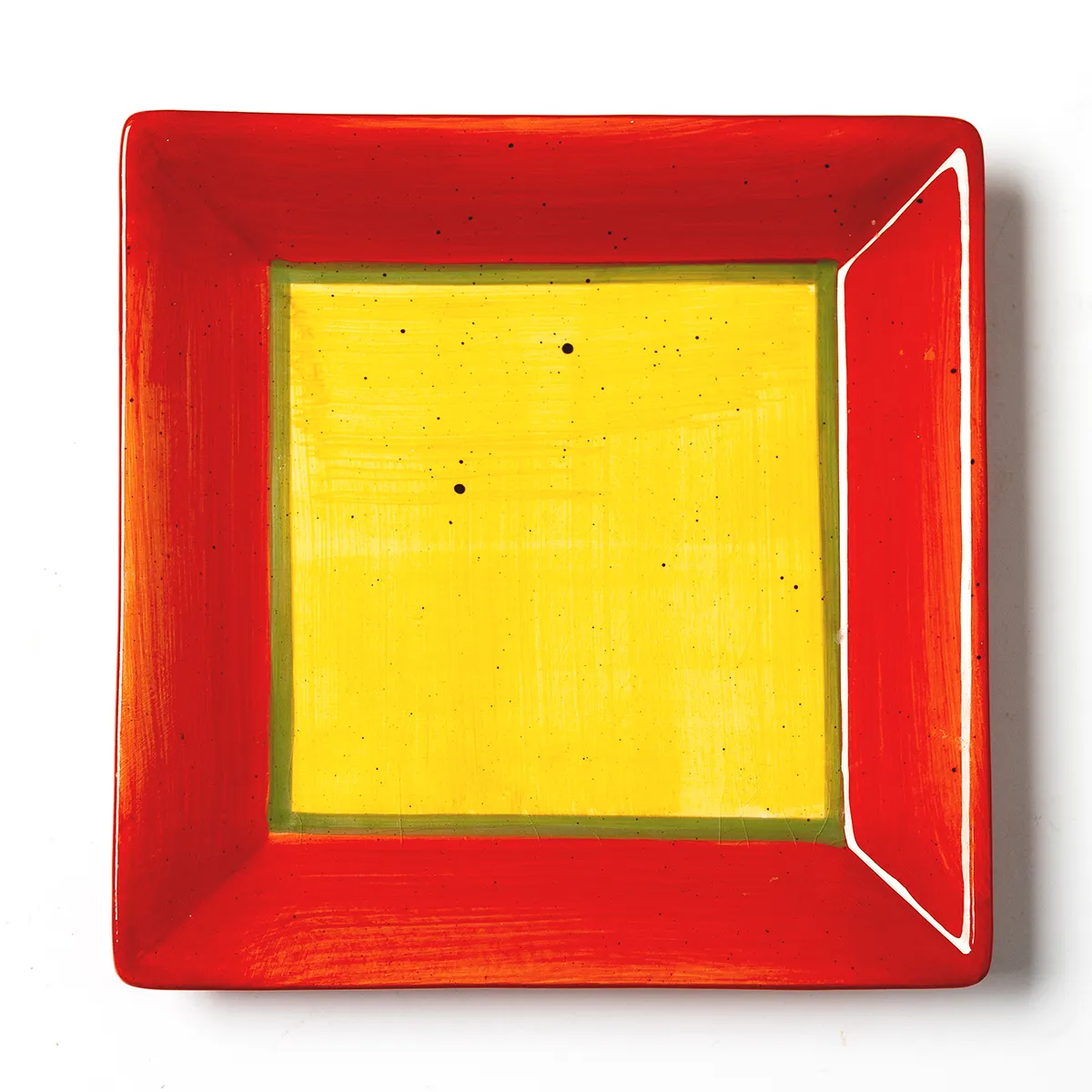 Clay Art Terra Toscana Hand Painted Dinner Plate Orange Yellow and Green by Brushes