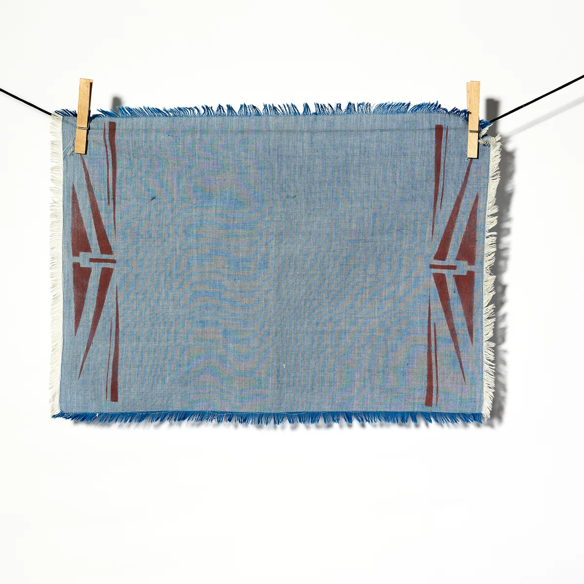 Kitchen Soft Goods: Southwestern Blue placematte, napkin with red silkscreened detail, unfinished edge - 12" x 17