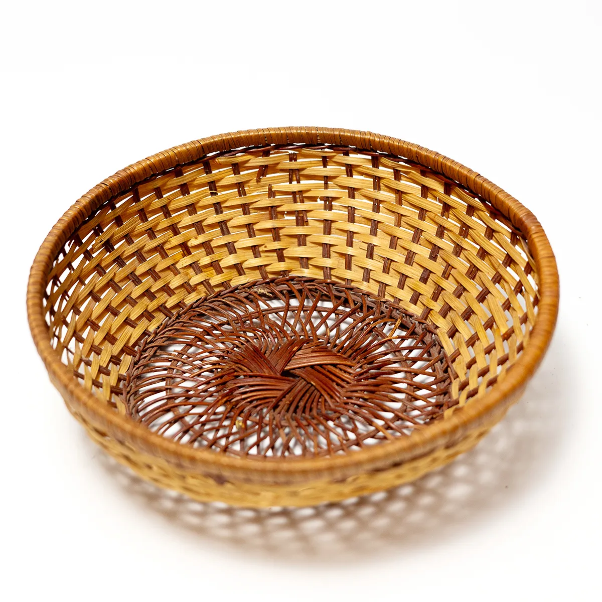 Pair of Two Toned Bamboo Wicker Woven 