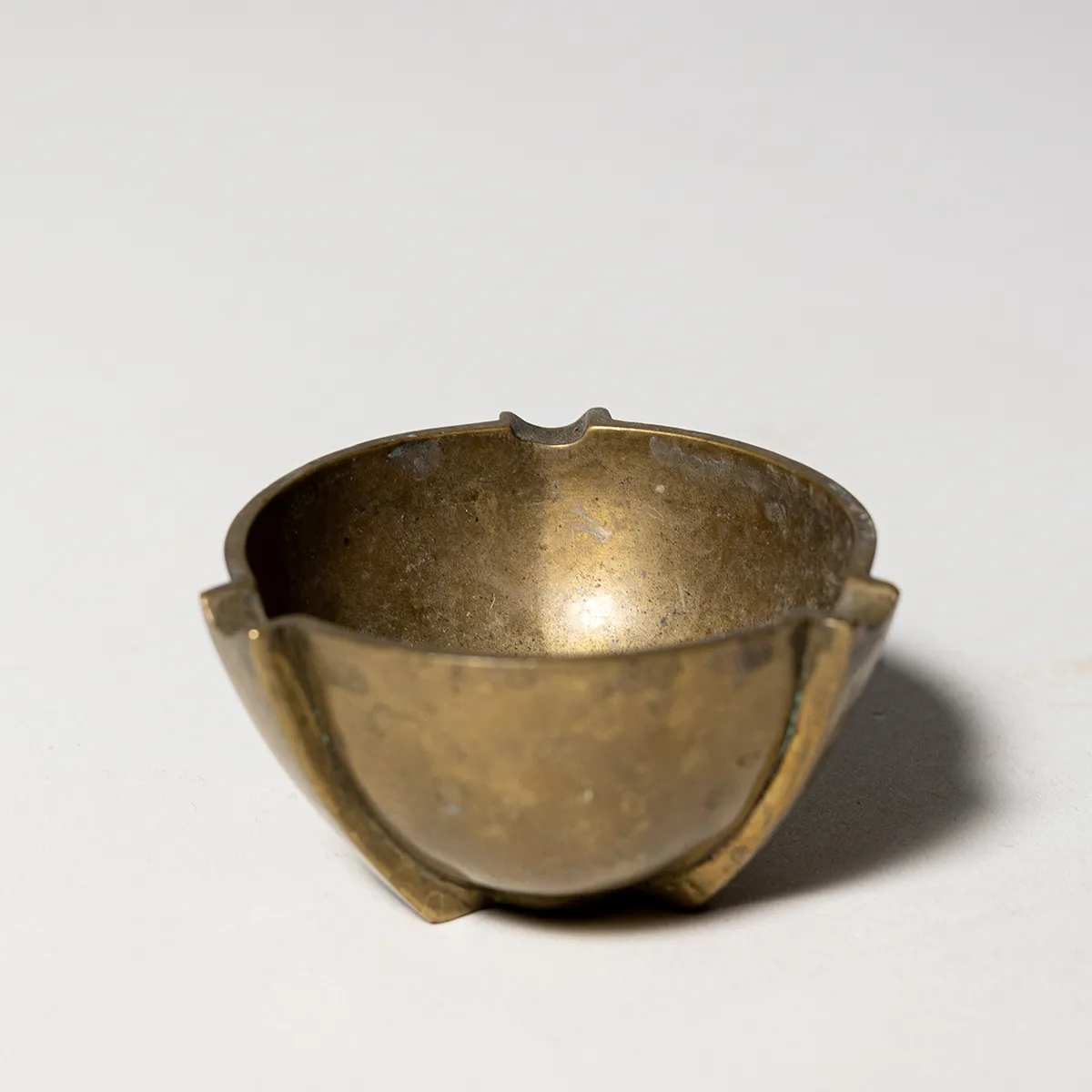 Tall Narrow Heavy Brass Ashtray, Art Deco Design.