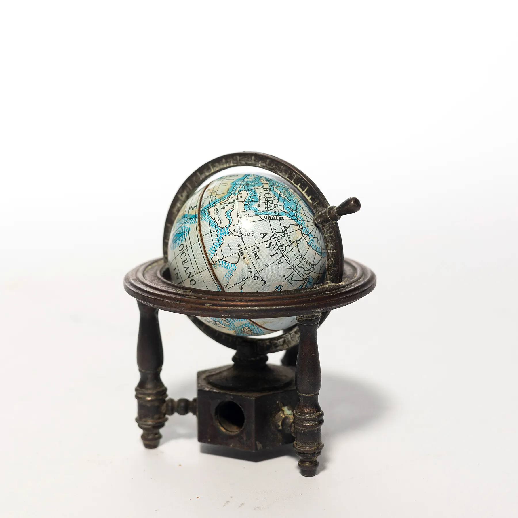 Dye Cast, Metal World Globe Pencil Sharpener, Vintage - 