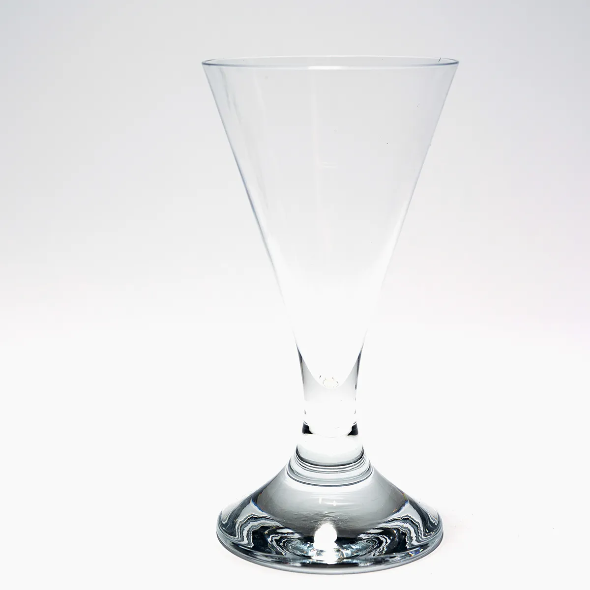 Cone Shaped Clear Glass, Tall, Smooth Clear Triangle Cocktail Glass, single