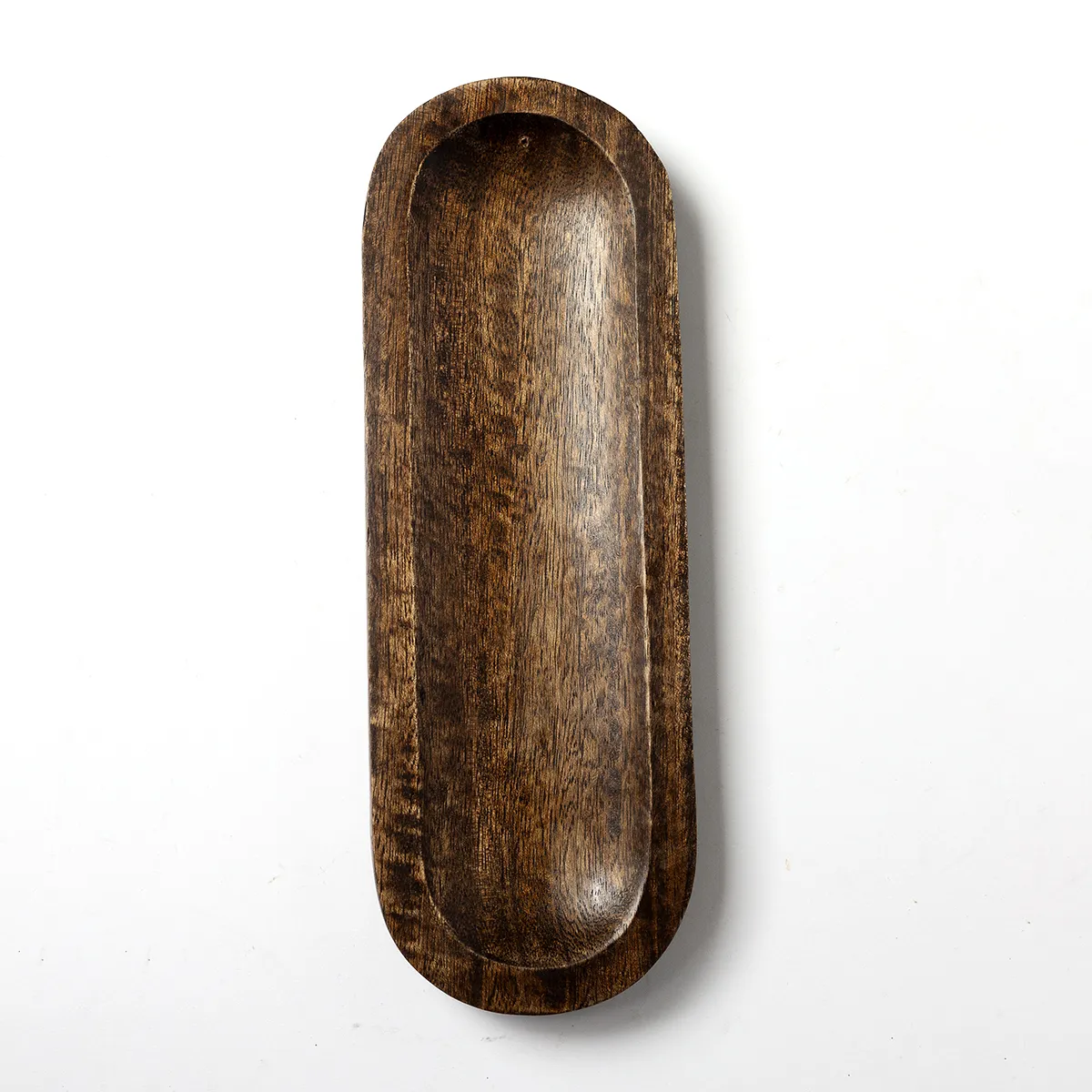 Oblong Mini Dough Bowl Solid Wood, Brown 