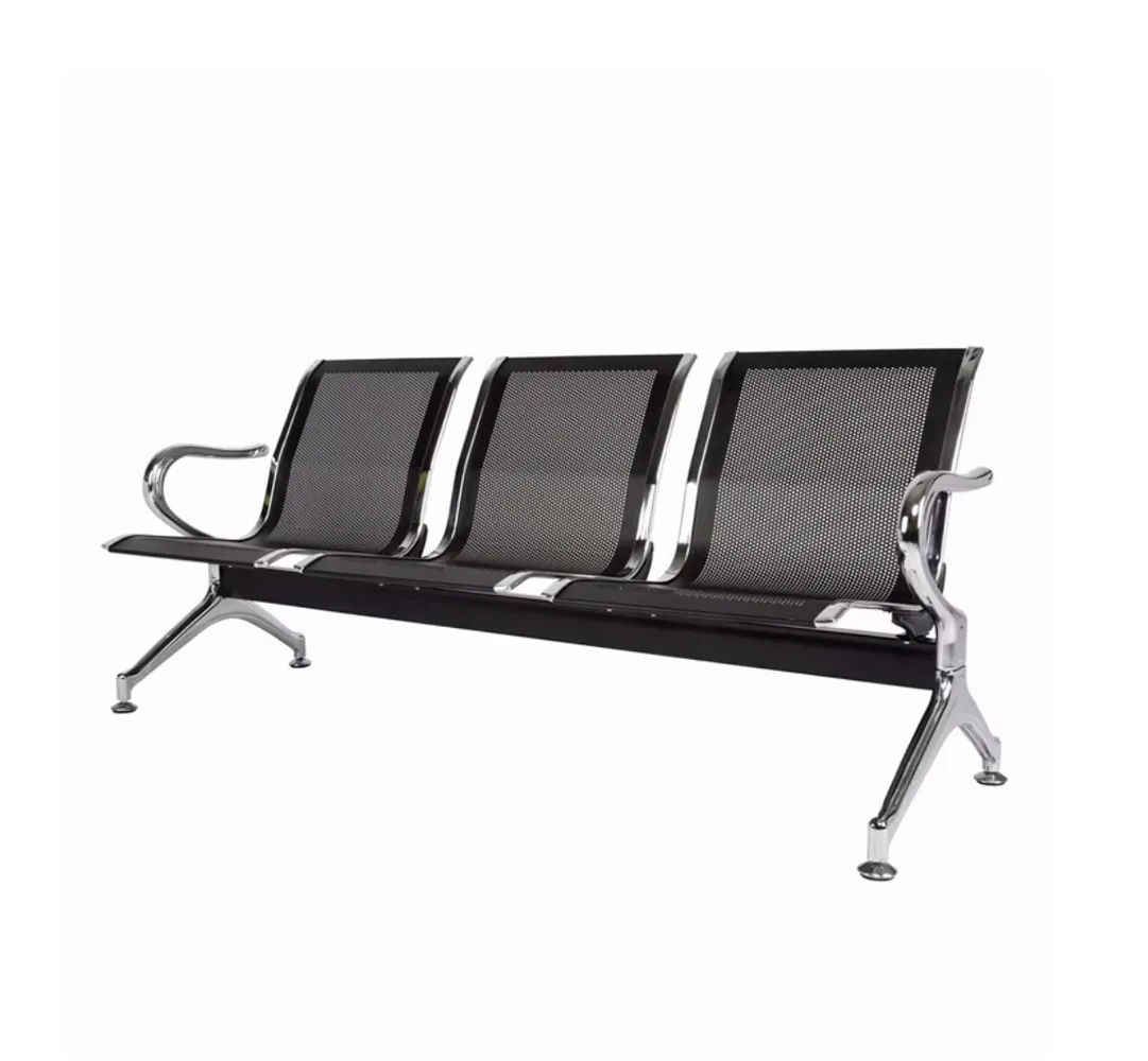 Black and Silver Airport Chairs 3 connected