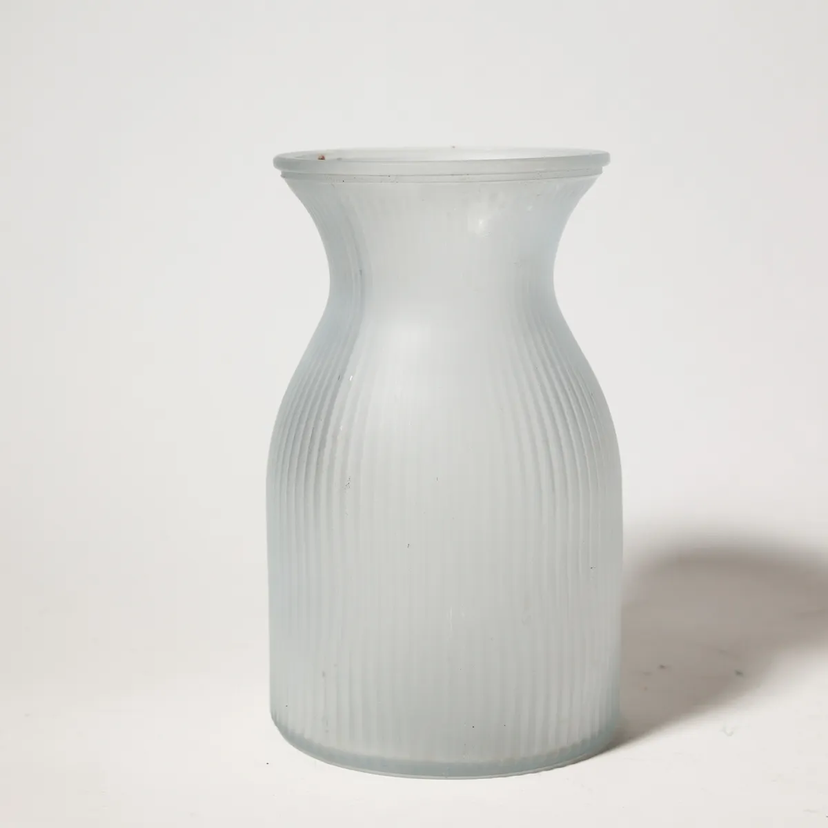 Frosted Ribbed Satin Glass Vase Vintage Minimalist Decor