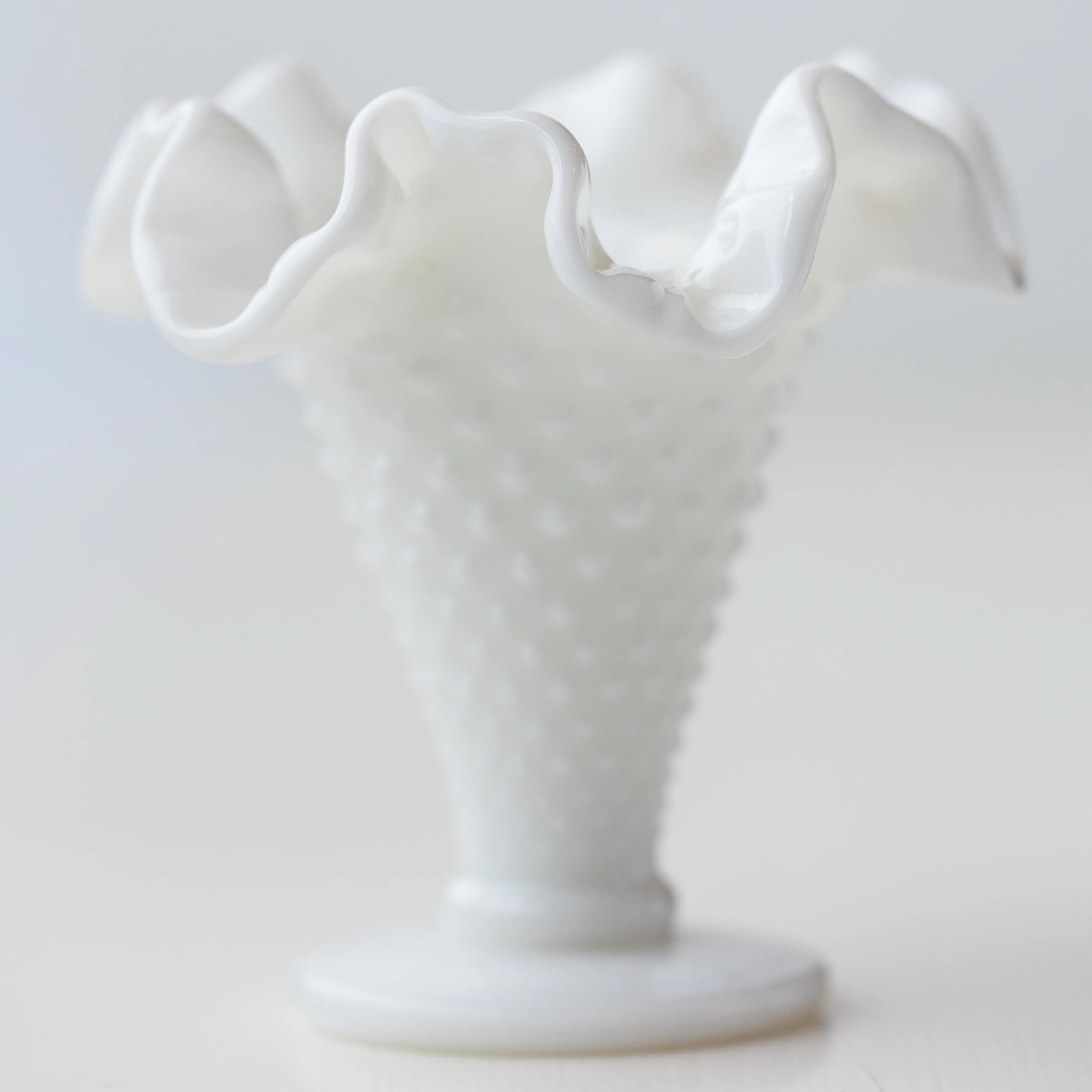 Milk Glass Fluted Flower Vase - 3.5" x 4"