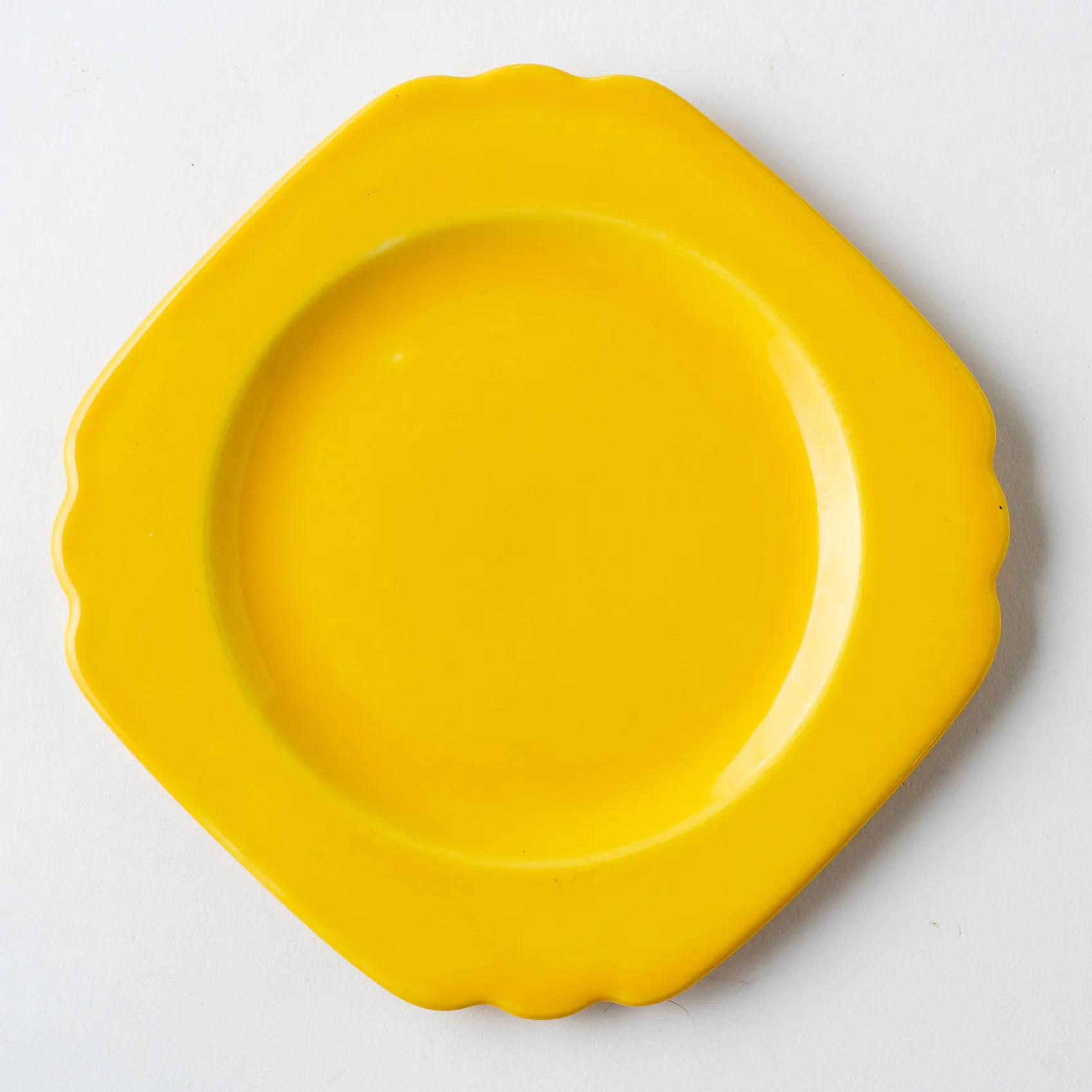 Vintage Fiestaware Yellow Plate with Scalloped Corners