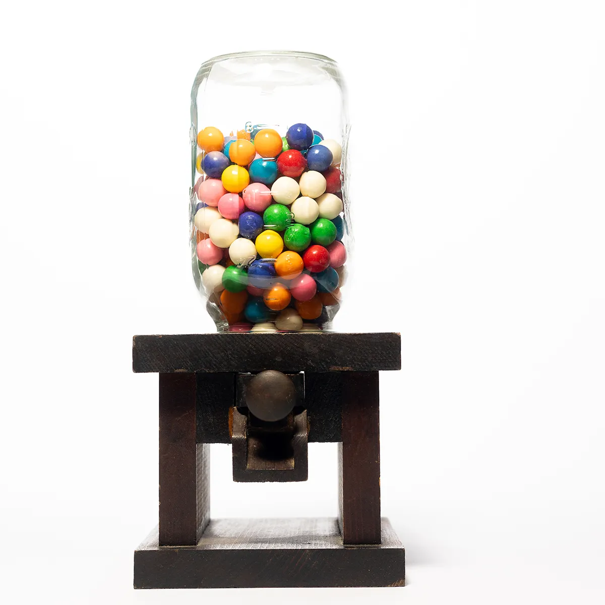  Hand Made Wood and Glass Gumball Machine - 11.25" x 5.5"