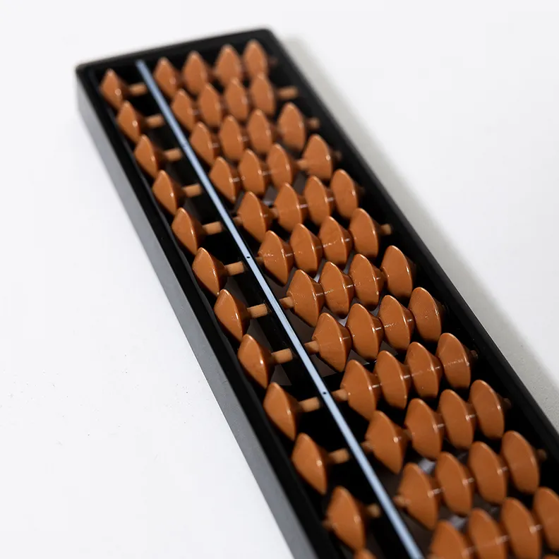 Brown and Beige Japanese Plastic Abacus - 10.5" x 2.5