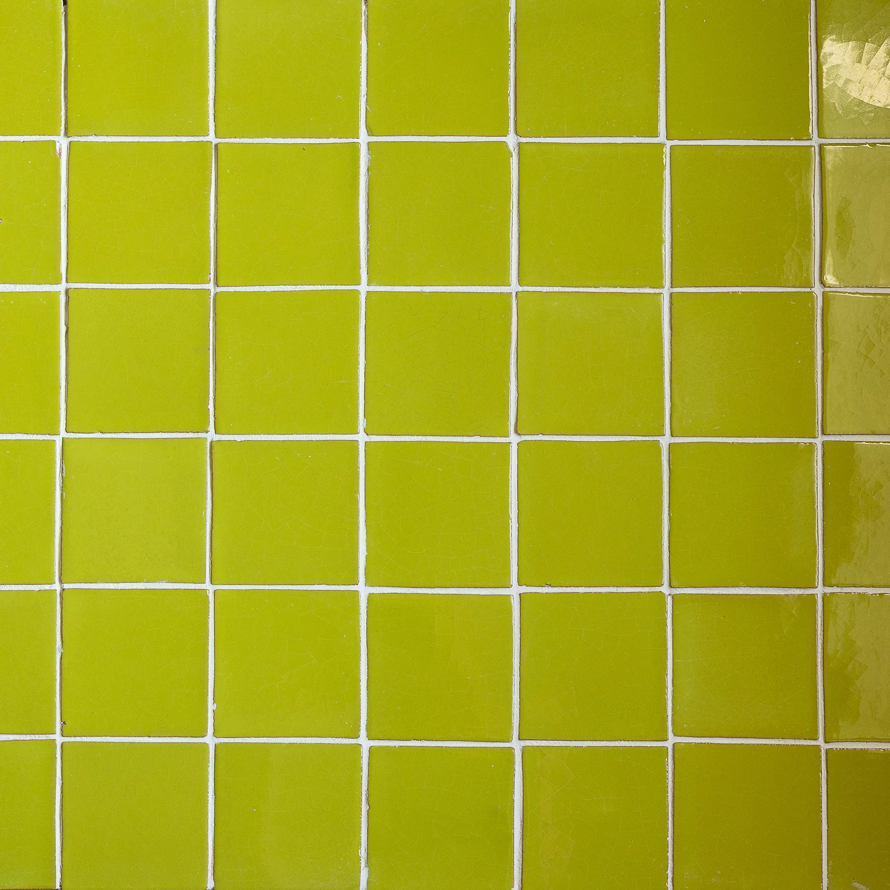 Avocado Green with traditional Mexican Tile Corners Rectanglar Vintage Clay Talavera Tile Surface, Backdrop, Back splash, Back ground, Table Top, Counter Top - 39" x 26"