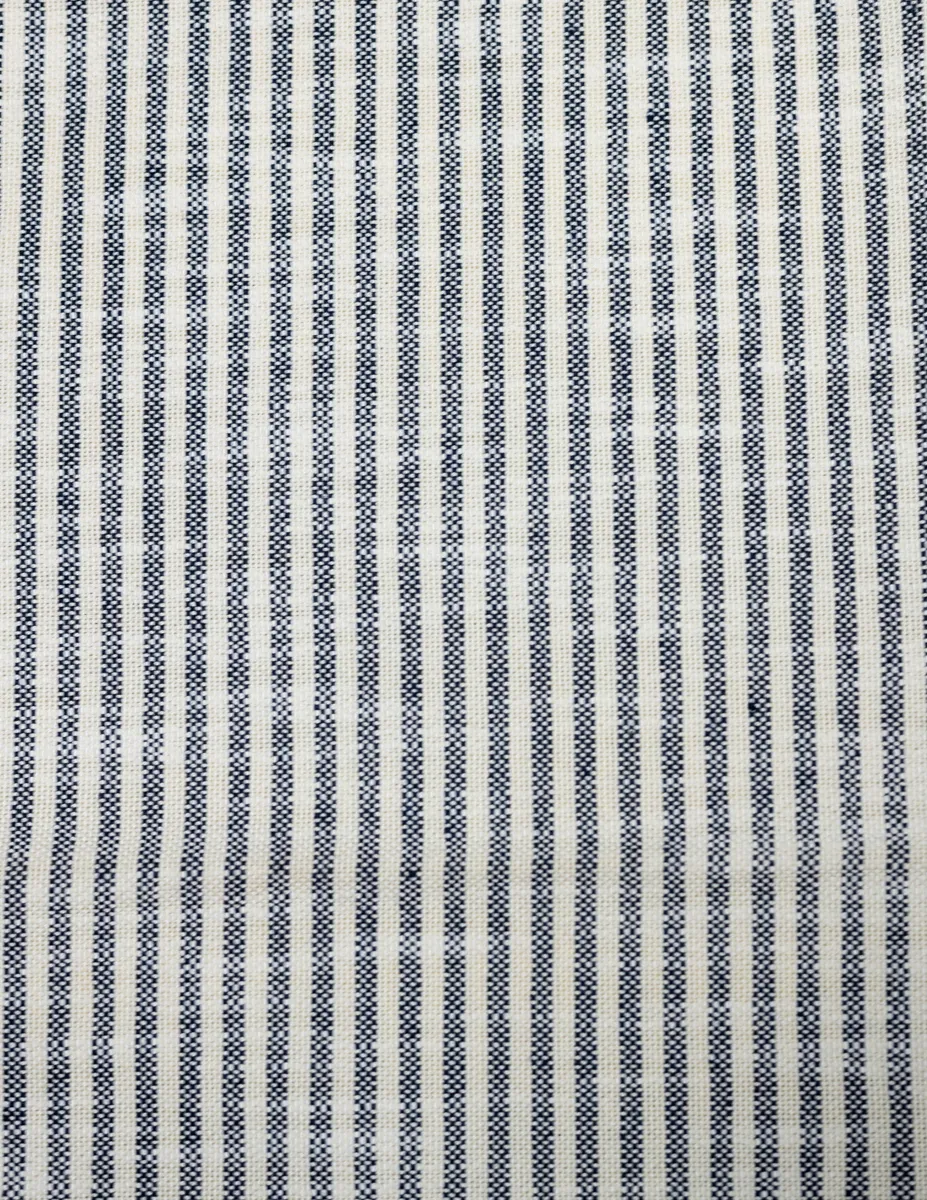Fabric: Cream with Thin Navy Blue Stripes
