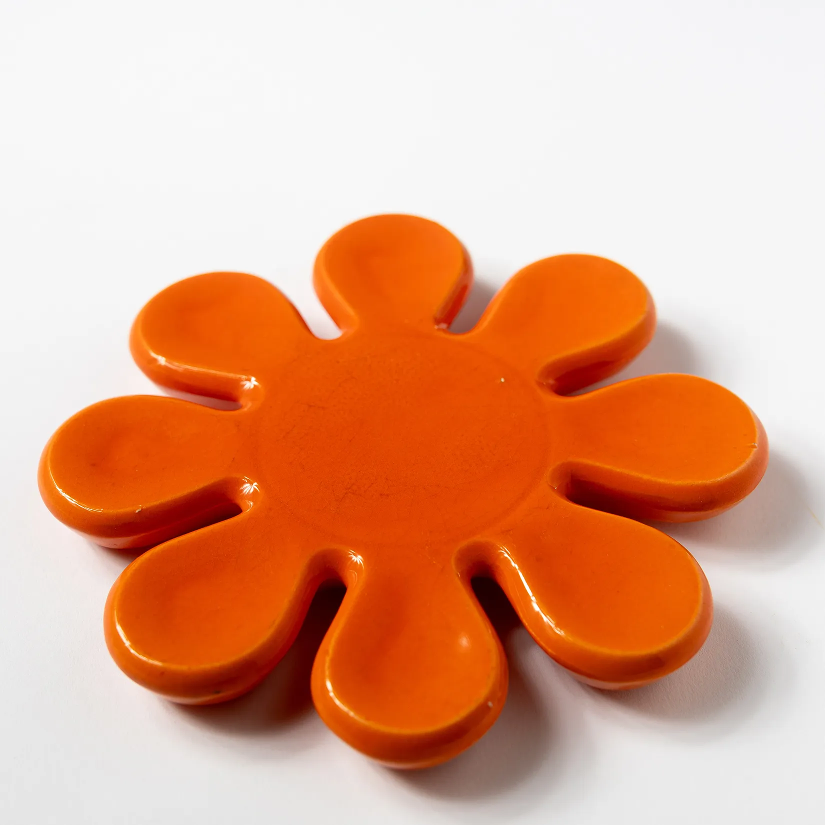 1960s Flower Power Trivet in Orange - 6.5" x 3.75" 