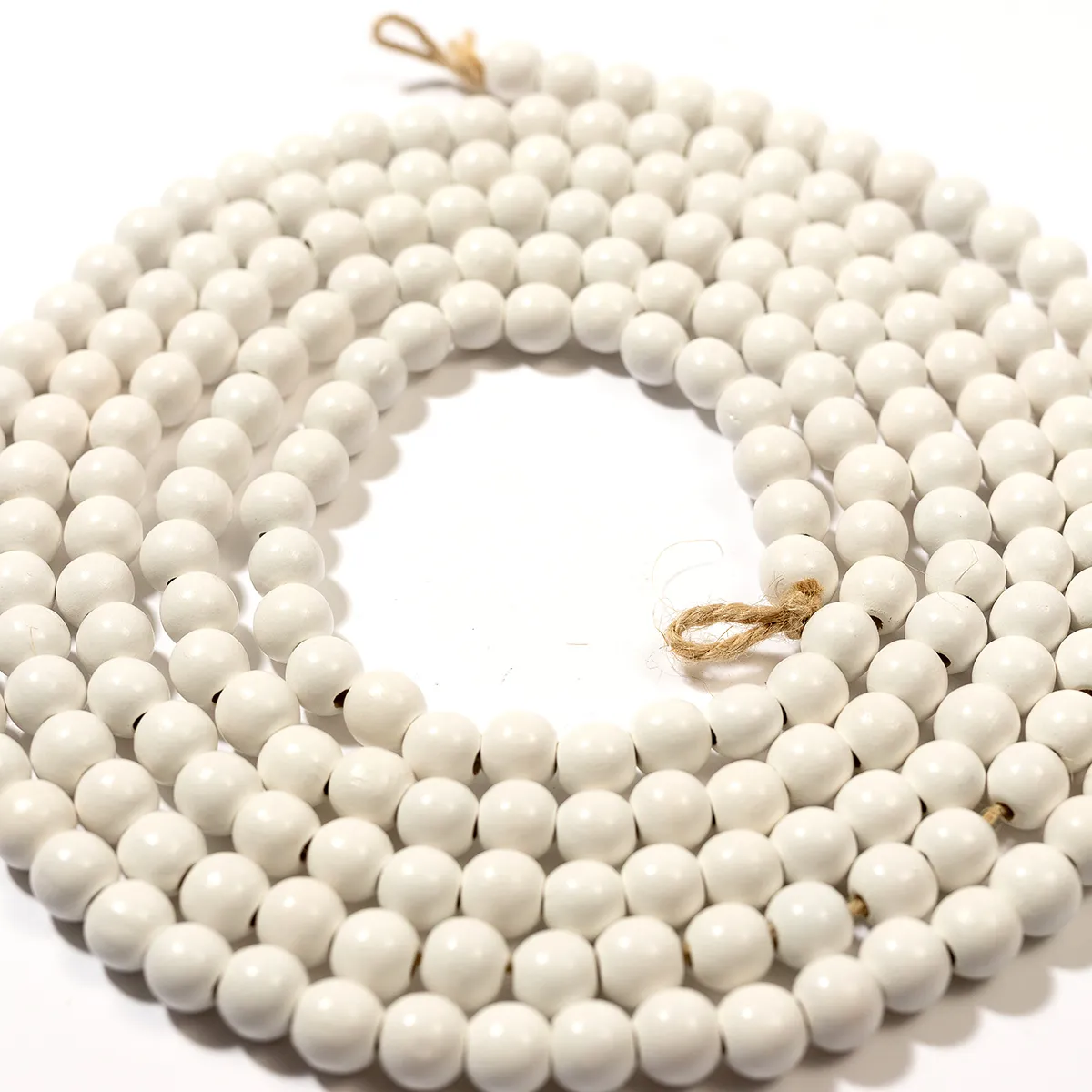 White Wash beaded bead garland - .5" beads x 9'