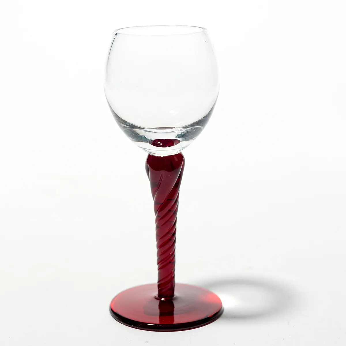 Vintage Clear and cobalt Red cordial glasses fluted bowl