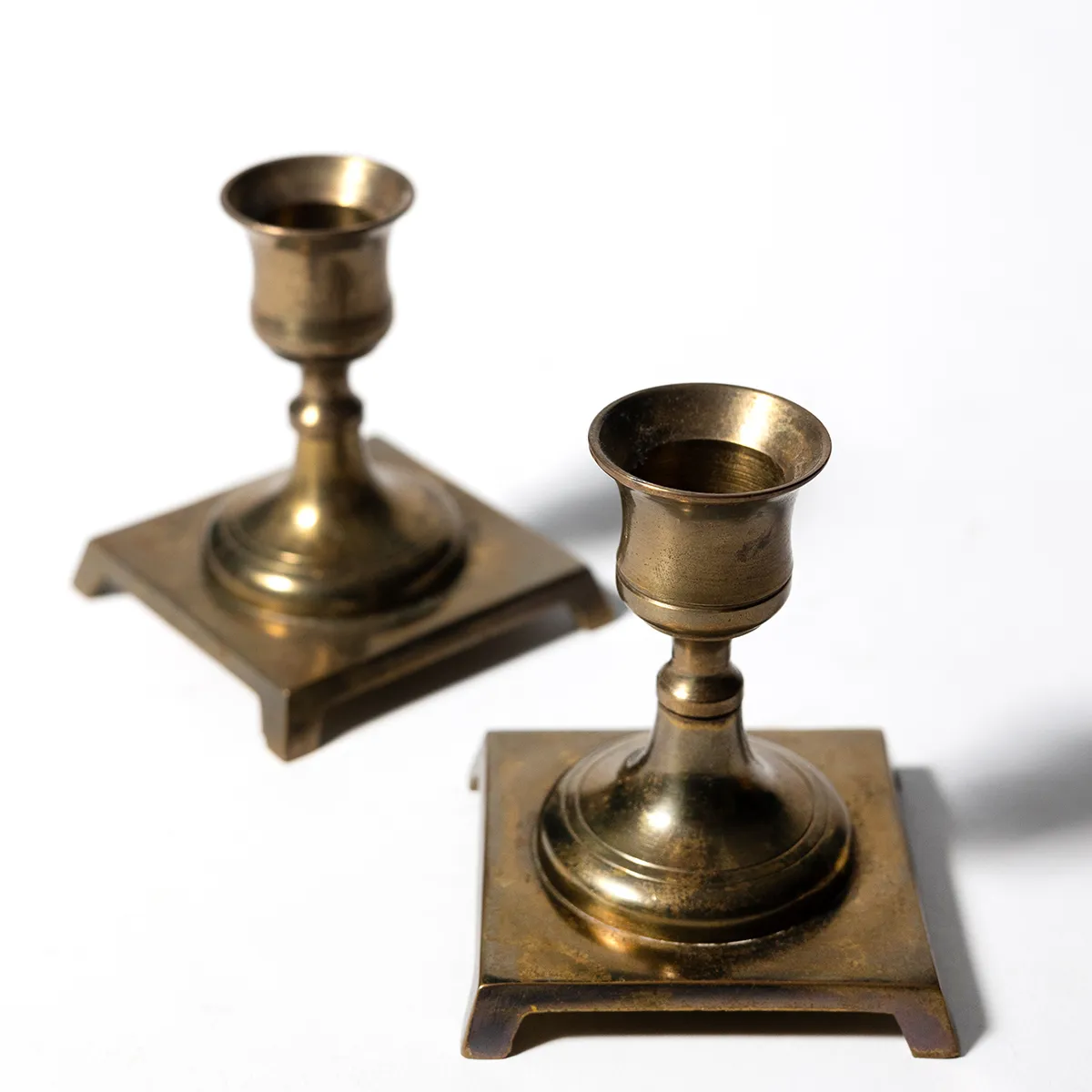 Small Short Footed Brass Candle Stick Holders