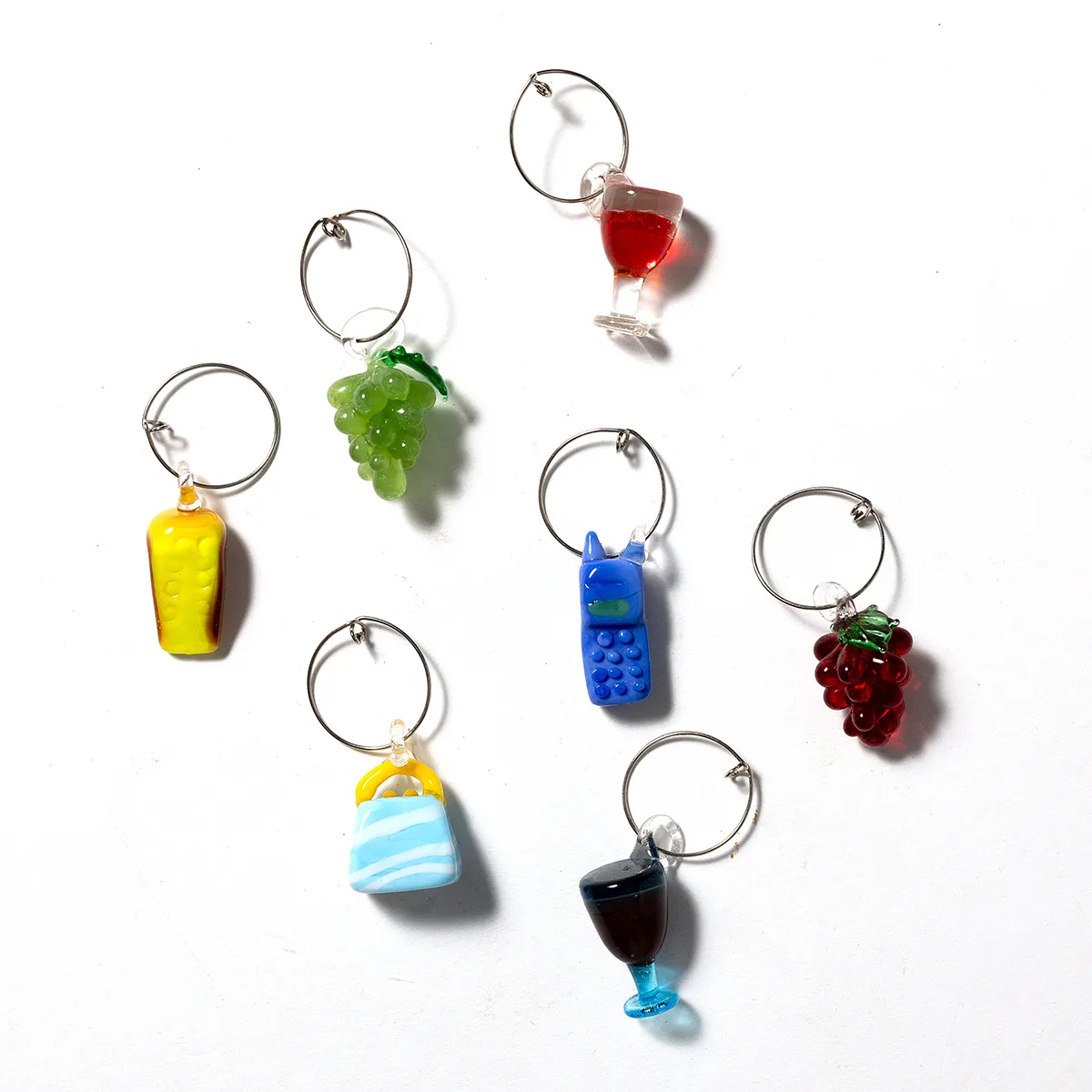 Decorative Glass Wine Markerson Rings, Winery themed
