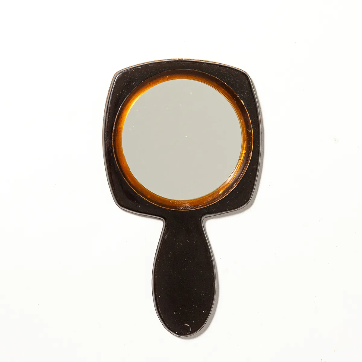Small Brown Vintage Hand Held Purse Mirror