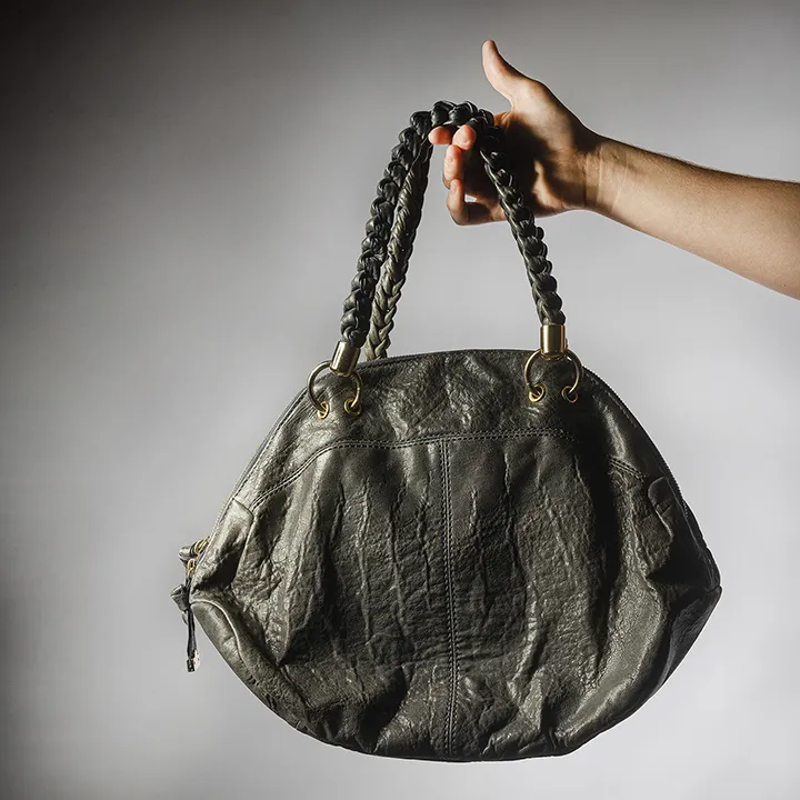 Vintage Black Leather Purse with Gold Hardware