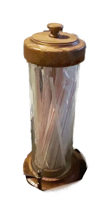 Vintage Soda Shop Straw Dispenser Oak Wood Top and Bottom