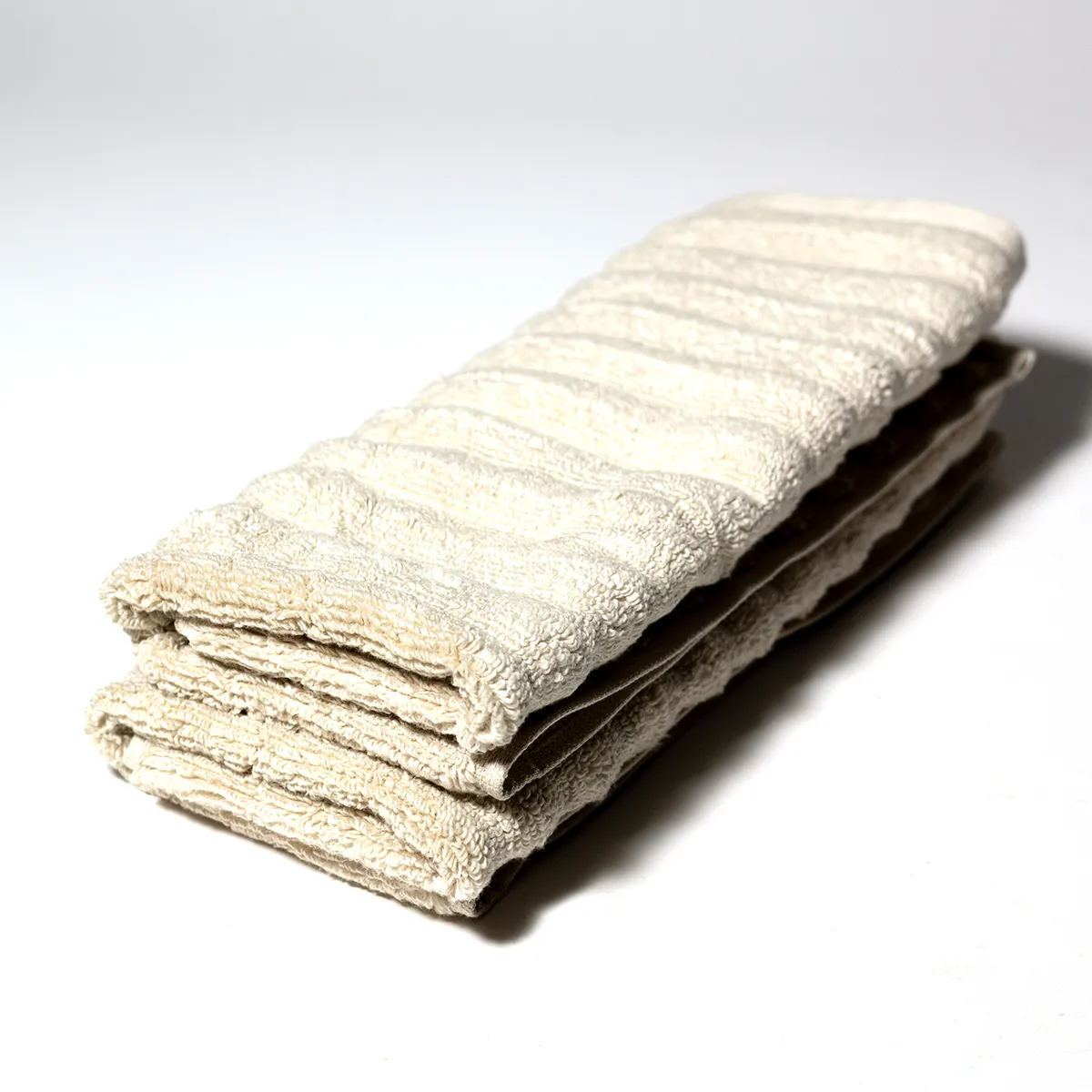 Fluffy Cotton Hand Towel Beige with Stripes