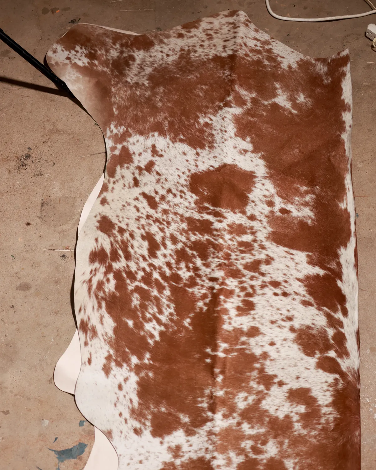 Natural Hair-On Brown White Speckled Cowhide Rug Artificial Faux