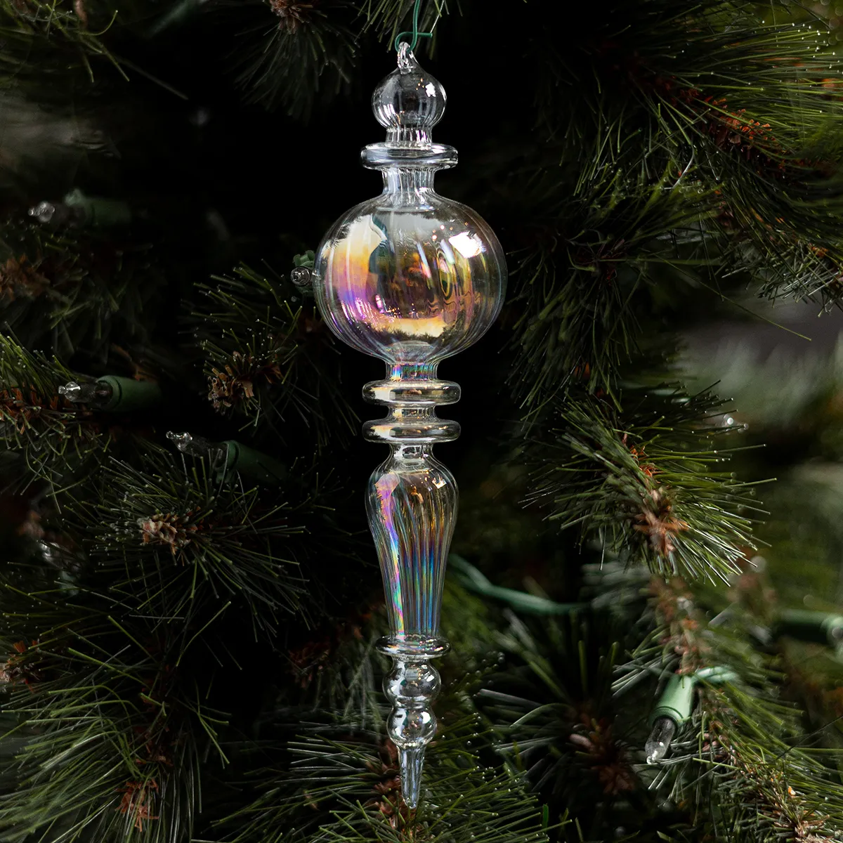 Iridescent Rainbow of Color Glass Christmas Tree Ornament Holiday IV
