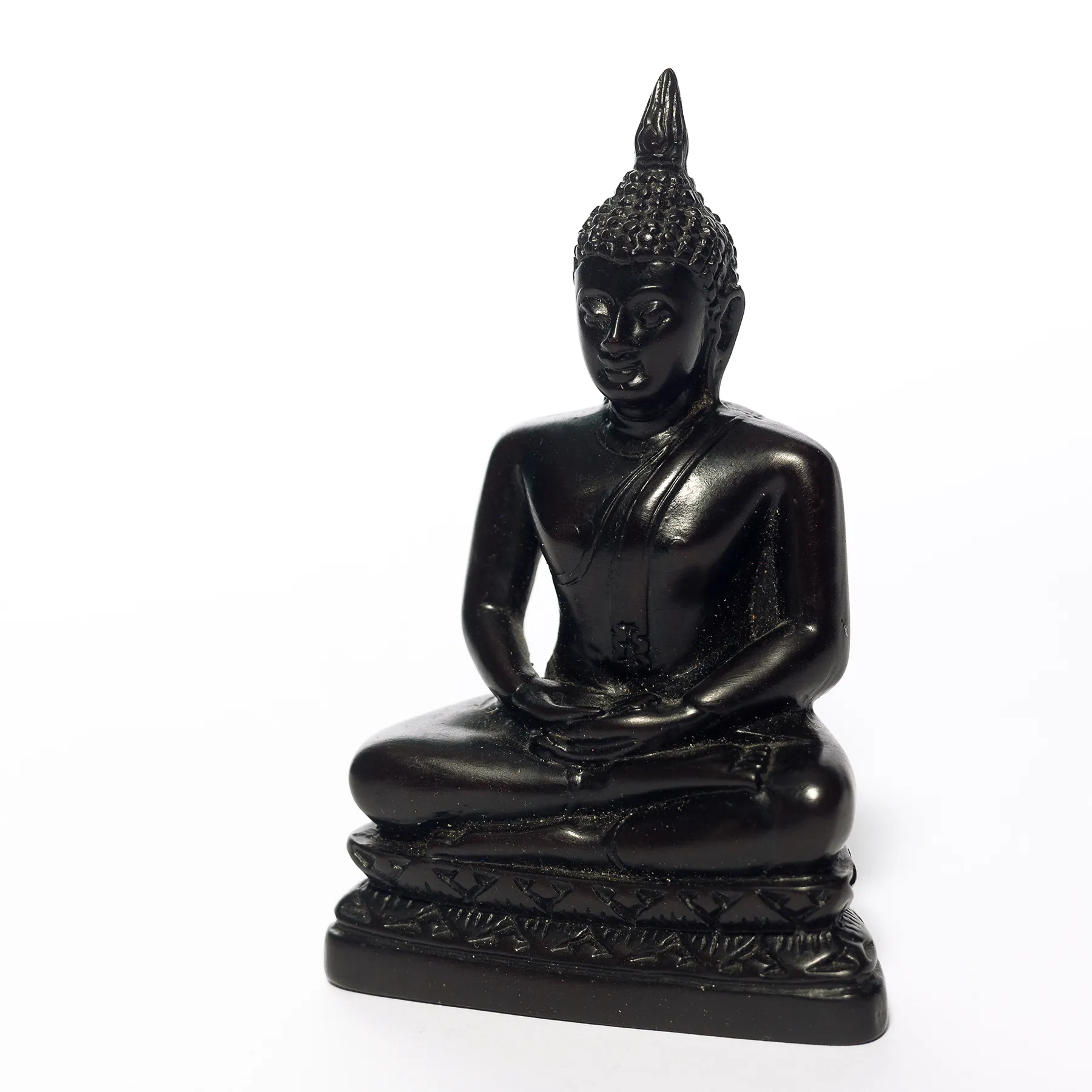 Vintage Cast Resin Black Budda Monk Statue Figurine Ornament Asian, God, Idol - 4.25" x 2.75"