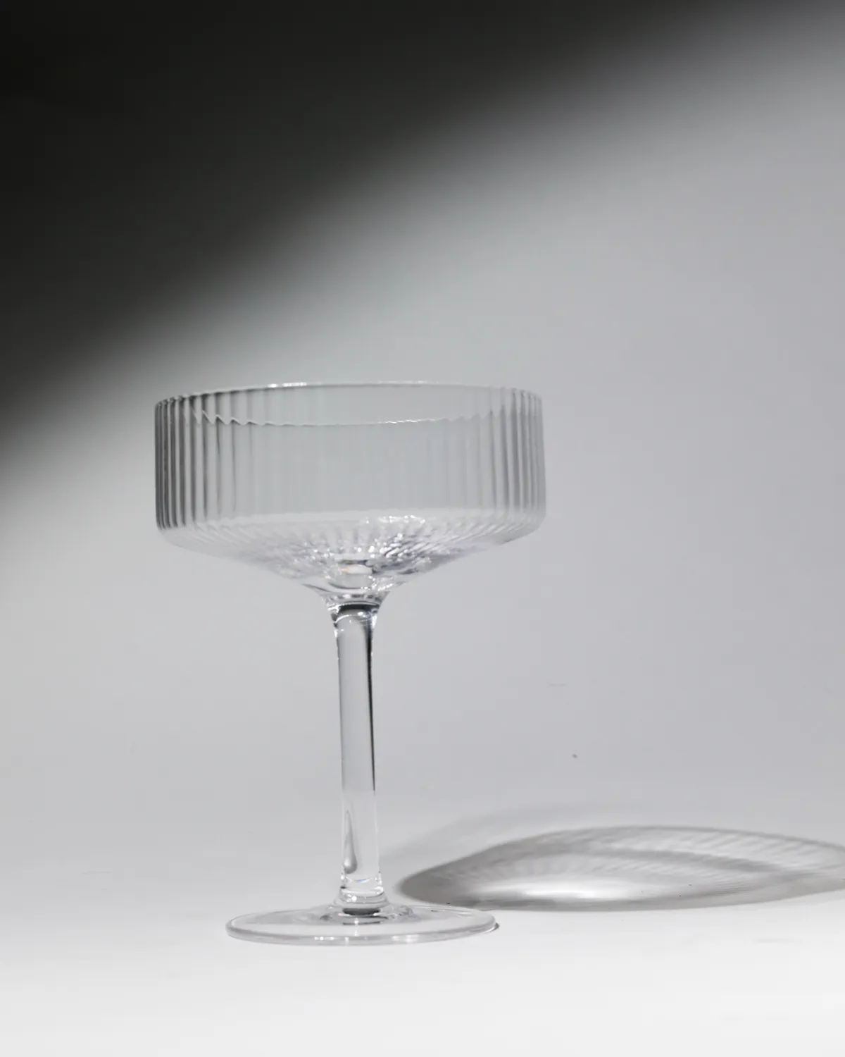 Art Deco Ribbed Crystal Coupe Glass Vintage Stemware